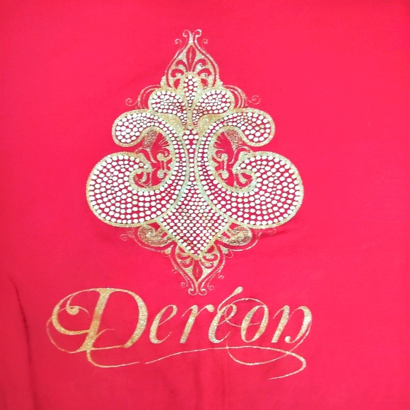 🖤3for25 🖤 Vtg 90s Early 2000s Red Deréon Classic Bodycon Y2K Bedazzled Tee - Picture 2 of 4